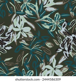 Green Abstract Floral seamless pattern design for fashion textiles, graphics, backgrounds and crafts