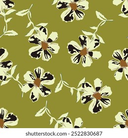 Green Abstract Floral seamless pattern design for fashion textiles, graphics, backgrounds and crafts