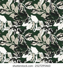 Green Abstract Floral seamless pattern design for fashion textiles, graphics, backgrounds and crafts
