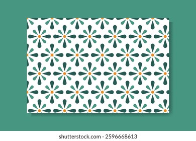 green abstract floral seamless pattern with white background
