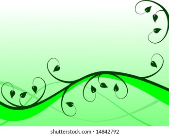 Un vector floral abstracto verde con un diseño floral verde sobre un fondo más ligero