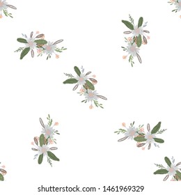 Green abstract flower pattern fantasy on colorful background. Vector seamless pattern. Graphic vector art. Floral design element. Vintage decorative background.