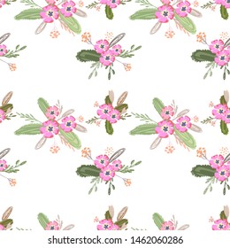 Green abstract flower pattern fantasy on colorful background. Vector seamless pattern. Graphic vector art. Floral design element. Vintage decorative background.
