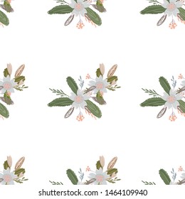 Green abstract flower pattern fantasy on colorful background. Vector seamless pattern. Graphic vector art. Floral design element. Vintage decorative background.