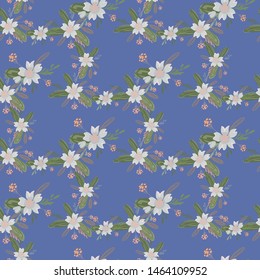 Green abstract flower pattern fantasy on colorful background. Vector seamless pattern. Graphic vector art. Floral design element. Vintage decorative background.