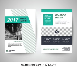 green abstract flyer layout template, brochure background, leaflet with cover, vector design in a4 size for business annual report