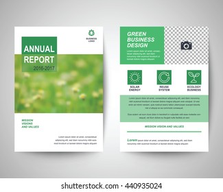 green abstract flyer layout template, brochure background, leaflet with cover, vector design in a4 size for business annual report