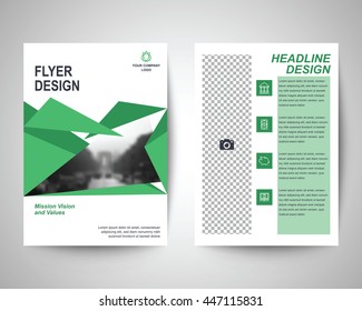 green abstract flyer layout template, brochure background, leaflet with cover, vector design in a4 size for business annual report