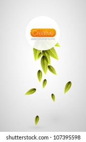 Green abstract flying leaves vector background