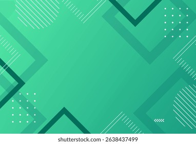 Green abstract frame. Modern background. Geometric background. Simple design. Memphis. Vector illustration