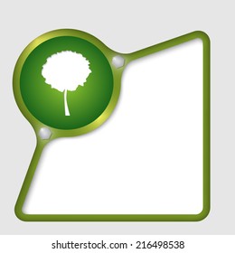 green abstract frame with screws and tree symbol