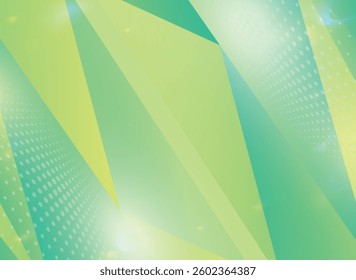 Green abstract geometric background with halftone gradients. Vector illustration