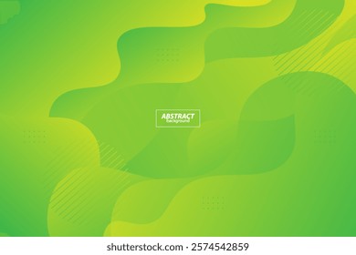 Green abstract geometric background with wave and line pattern. Fresh background, bright design. Vector Eps10