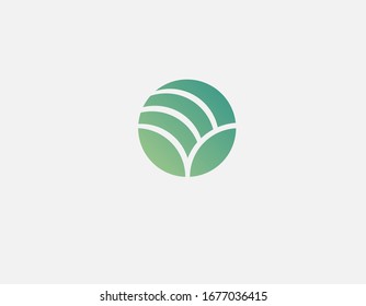 Green abstract geometric logo icon two sheets and three stripes in a circle for your company