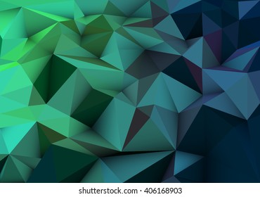 Green abstract geometric, low poly style vector illustration graphic background