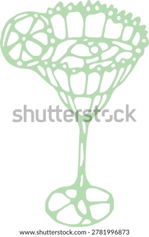 Green abstract geometric polygonal mosaic patterns inside curved coupe glass