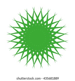Green abstract geometric sign pattern.Beautiful illustration of design. Circular illustration .Fashion design. Decorative elements. Ornament for decor. White background. Vector illustration .