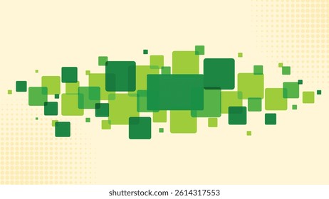Green abstract geometric square background with overlapping modern shapes. Minimal eco friendly vector design perfect for templates, digital layouts, posters, and creative projects