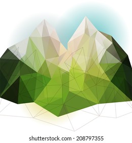 Grüne abstrakte geometrische Dreieck Berg Hintergrund Illustration, Naturhintergrund