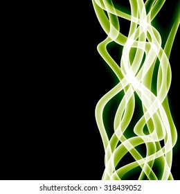 Green abstract glittering sparkling waves border background. Vector illustration