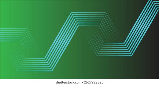 Green abstract gradient background. Modern banner with lines style. Graphic design element stripes concept for flyer, card, or brochure cover