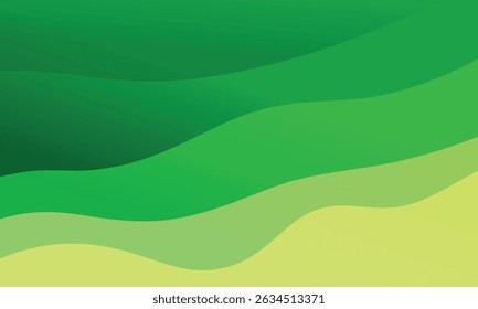 Green Abstract Gradient Background - Wavy Curve Shapes Vector Design