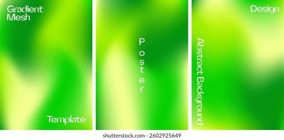 green abstract gradient mesh background set, for poster template