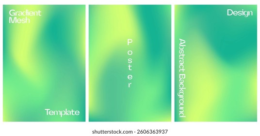 green abstract gradient mesh background set, for poster template