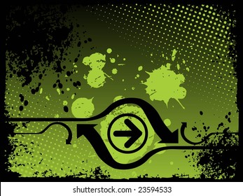 grunge abstracto verde con flechas, ilustración vectorial