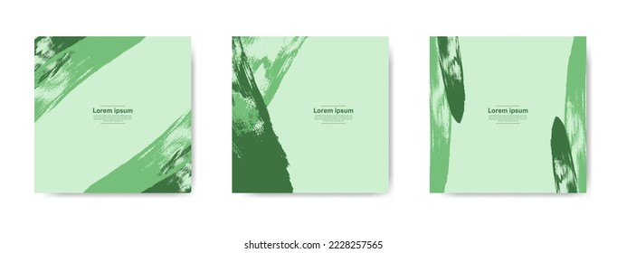 Green abstract grunge banner collection for social media post and stories