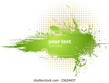 Green abstract grunge illustration, vector