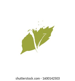 Green Abstract Hand Drawn Brush  Letter V logo icon vector design concept.