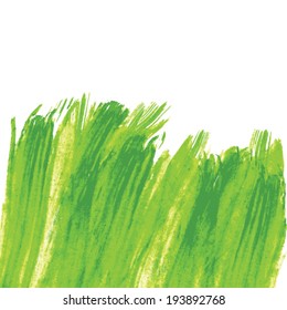 Green Abstract Hand Painted Watercolor Grass Background. Vector