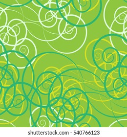 Green abstract hand-drawn pattern, waves or curls background. Seamless pattern for your design wallpapers, pattern fills, web page backgrounds, surface textures.