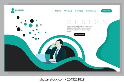 green abstract home page website. business people vector illustration. fit to use for home page or landing page.