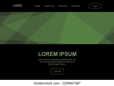 green abstract landing page, vector template