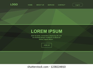 green abstract landing page, vector template