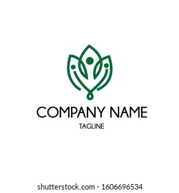 Green abstract leaf design logo