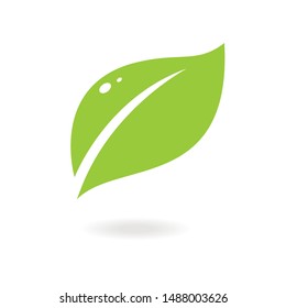 Green abstract leaf icon. Elements for eco and bio logos. Vector symbol isolated on a white background. green leaf ecology nature element vector icon.