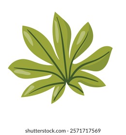 Green abstract leaf illustration with multiple smooth petals and detailed veins. Perfect for eco-friendly projects, botanical themes, and natural decorations, optimized for top search visibility