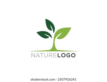 Green abstract leaf logo design template