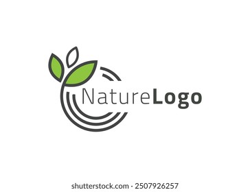 Green abstract leaf logo design template