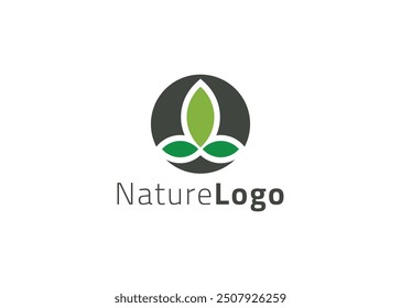 Green abstract leaf logo design template