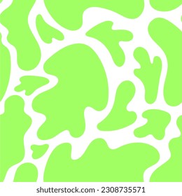 Green abstract leaves vector seamless pattern. Flat one color wavy greens on white background.