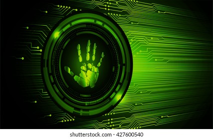 green abstract light hi speed internet technology background, Background conceptual image of digital. Cyber security concept. Cyber digital Technology.fingerprint. Finger-print scanning. Hand print.