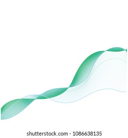 Green abstract line wave background. 