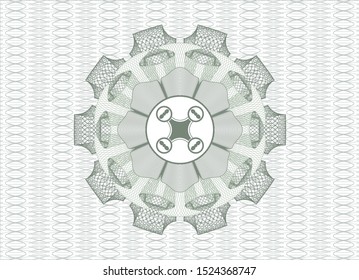 Green abstract linear rosette with air drone icon inside
