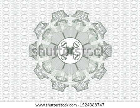 Green abstract linear rosette with air drone icon inside