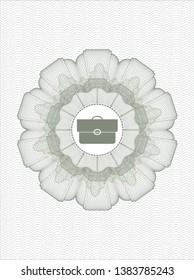 Green abstract linear rosette with briefcase icon inside