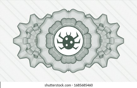 Green abstract linear rosette with bug icon inside